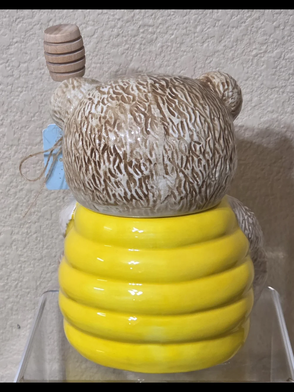 Honey Bear Jar & Dipper - Yellow Jar with Natural Wood Dipper